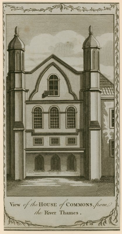 Uitzicht op het Lagerhuis vanaf de rivier de Theems door English School