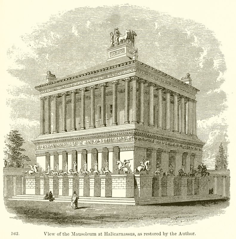 Uitzicht op het Mausoleum van Halicarnassus, zoals gerestaureerd door de auteur door English School