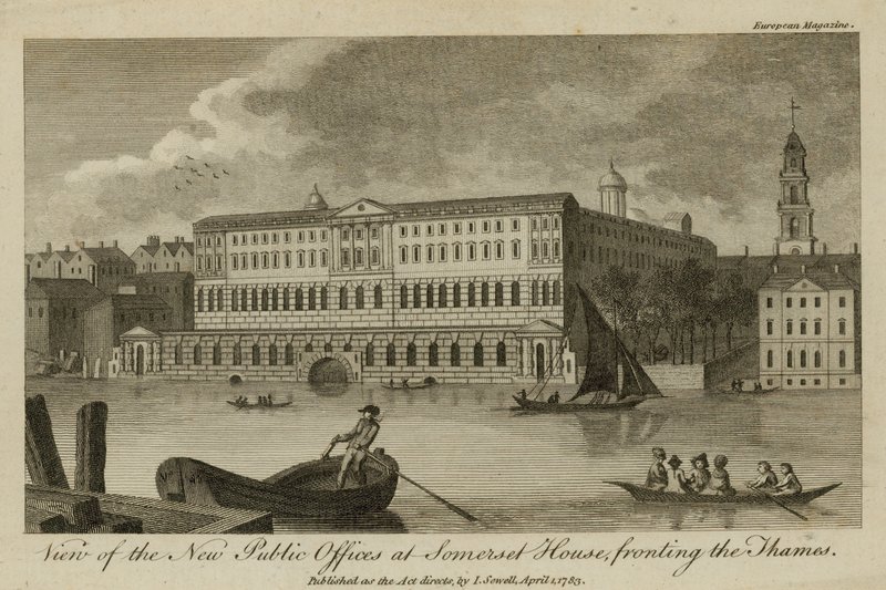 Uitzicht op de Nieuwe Openbare Kantoren bij Somerset House, aan de Theems door English School