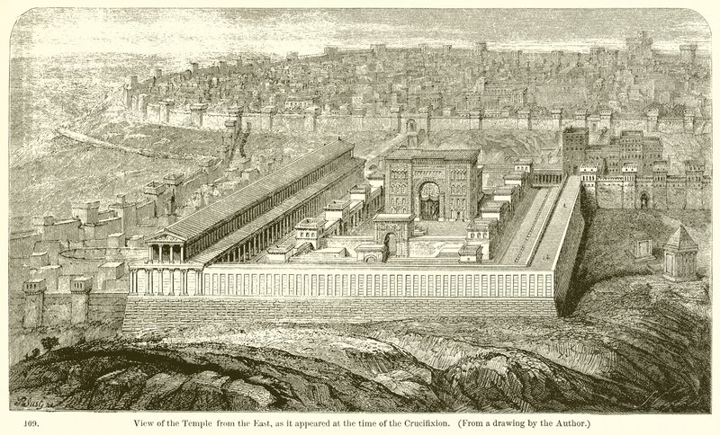 Uitzicht op de Tempel vanuit het Oosten, zoals het verscheen ten tijde van de Kruisiging door English School