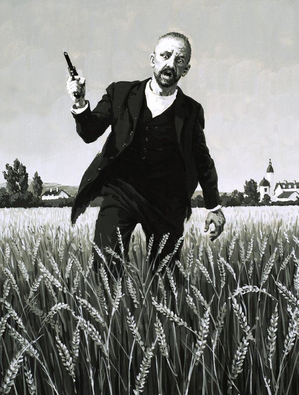 Vincent Van Gogh loopt door een korenveld naar zijn dood door English School
