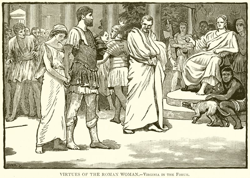 Deugden van de Romeinse Vrouw.--Virginia in het Forum door English School