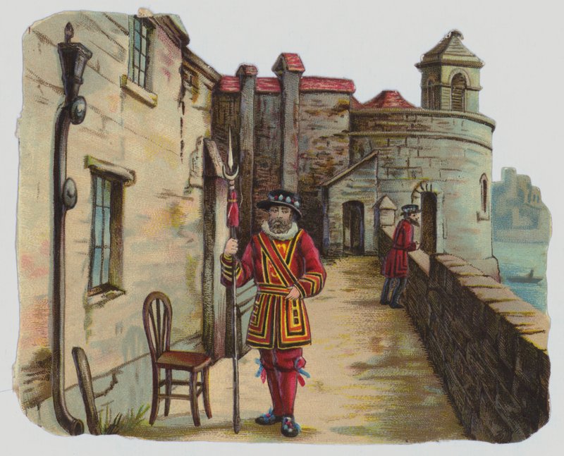 Bezoek aan de Tower of London, Victoriaans knipsel door English School