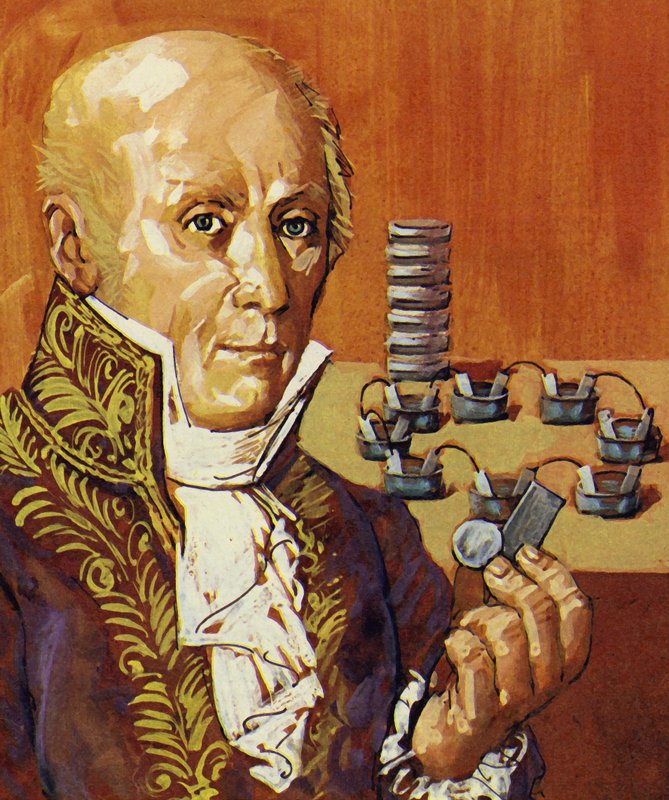 Volta en Galvani toonden aan dat elektriciteit door chemische actie kon worden geproduceerd door English School