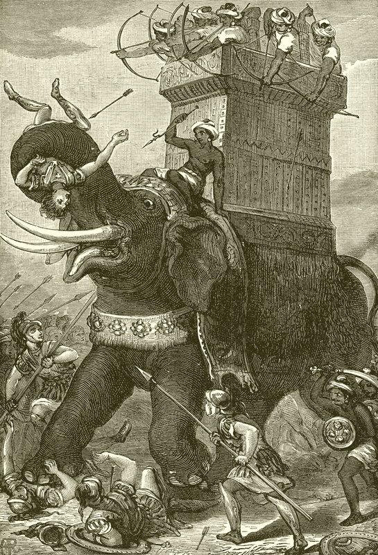 Oorlogsolifant in het leger van koning Darius door English School