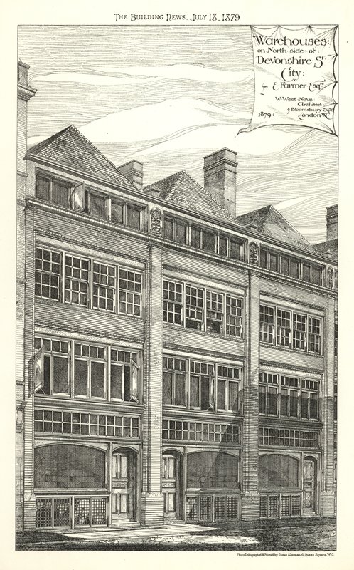 Pakhuizen aan de noordkant van Devonshire Street door English School