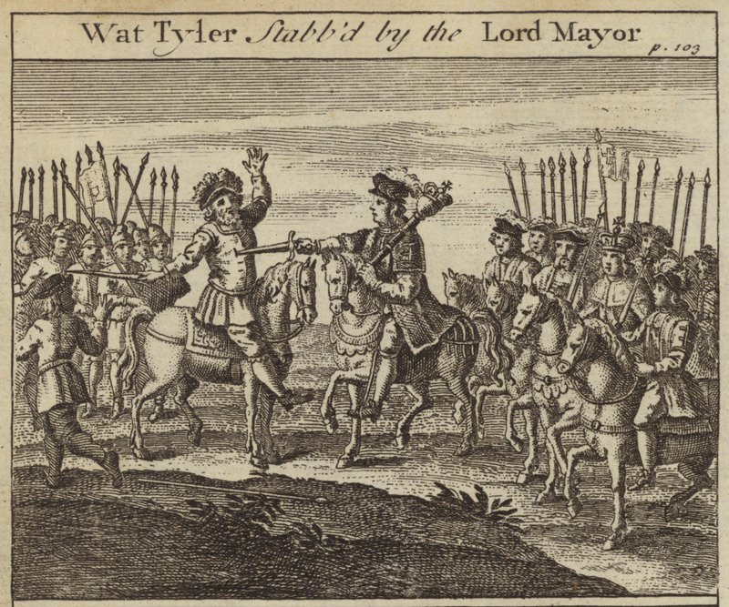 Wat Tyler neergestoken door William Walworth, burgemeester van Londen, Boerenopstand, 1381 door English School