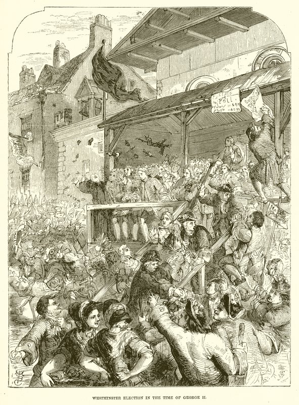 Westminster verkiezing in de tijd van George II door English School