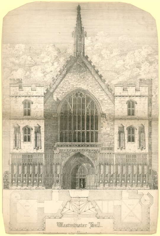 Westminster Hall, Londen, inclusief een grondplan van het gebouw door English School