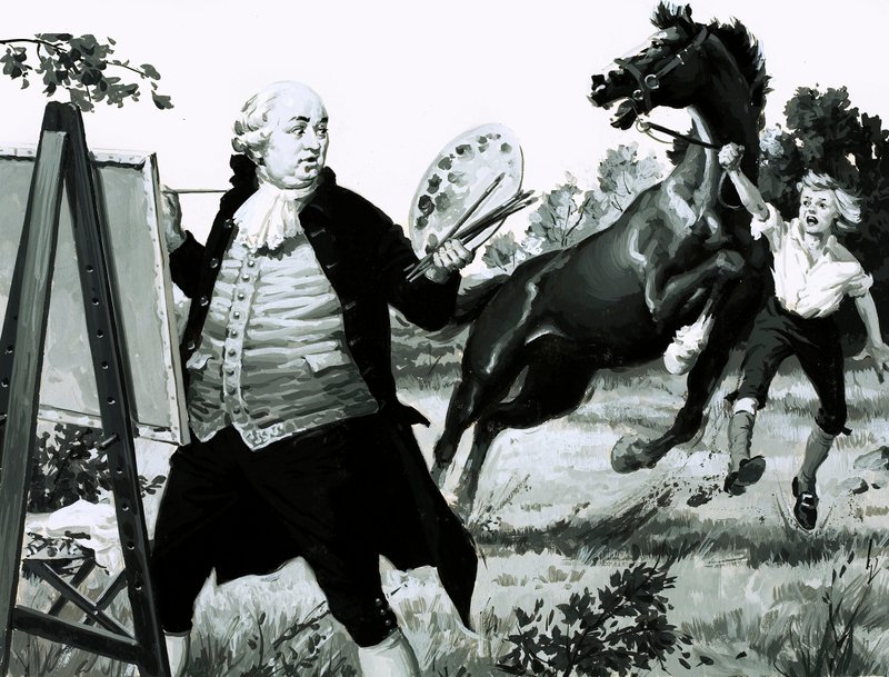 Toen het paard zijn portret zag, steigerde het van schrik door English School