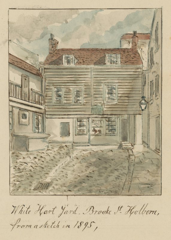 White Hard Yard, Brooke Street, Holborn, Londen, naar een schets in 1895 door English School