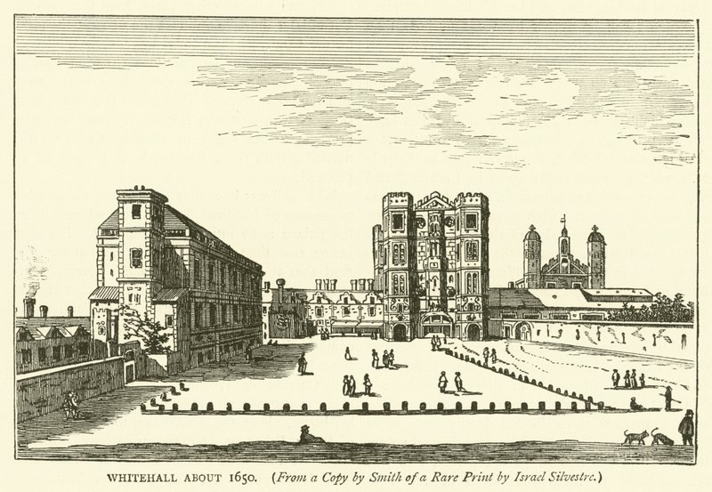 Whitehall rond 1650, uit een kopie door Smith van een zeldzame prent van Israel Silvestre door English School
