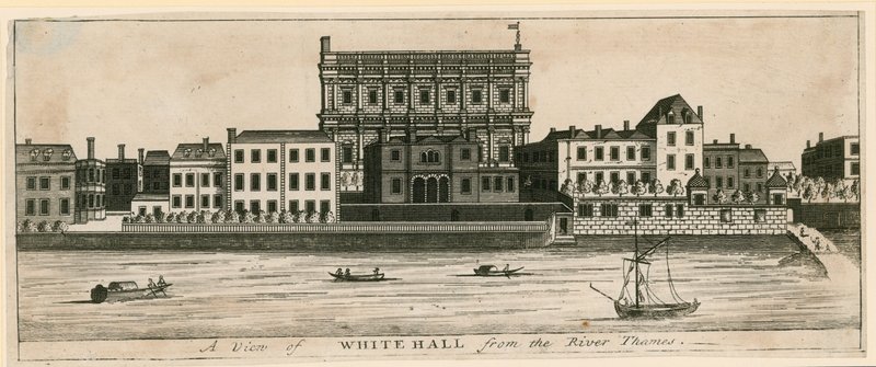 Whitehall vanaf de rivier de Theems door English School