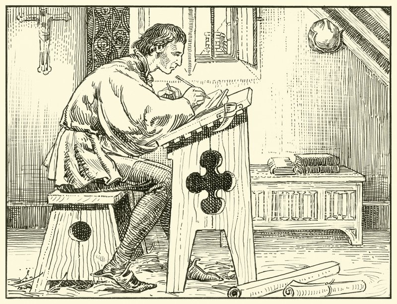 William Evesham Schrijvend door English School