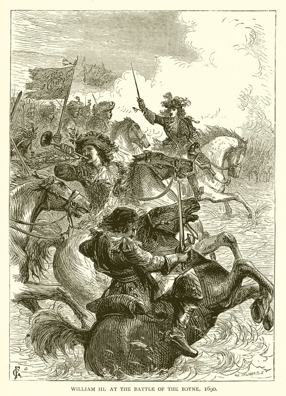 Willem III bij de Slag aan de Boyne, 1690 door English School