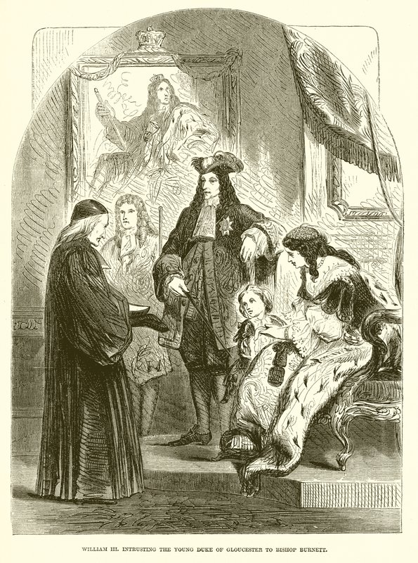Willem III vertrouwt de jonge hertog van Gloucester toe aan bisschop Burnett door English School
