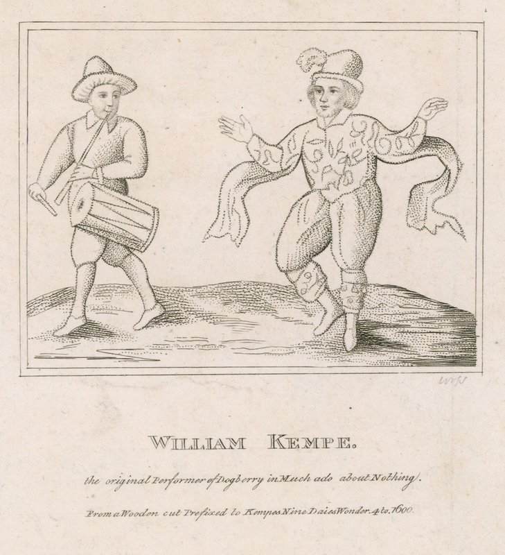William Kempe, de oorspronkelijke vertolker van Dogberry in Much Ado About Nothing door English School