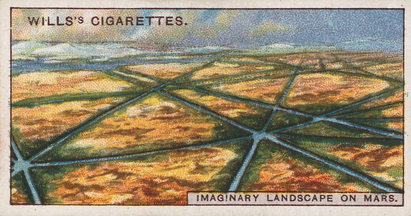 Wills Sigarettenkaart met een denkbeeldig landschap op Mars door English School
