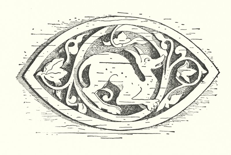 Houtsnijwerk: Hond (gravure) door English School