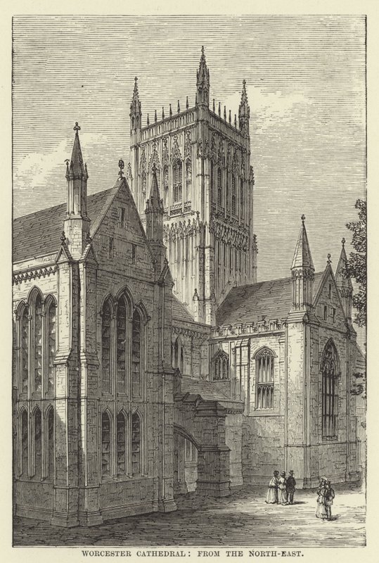 Worcester Kathedraal, vanuit het noordoosten door English School