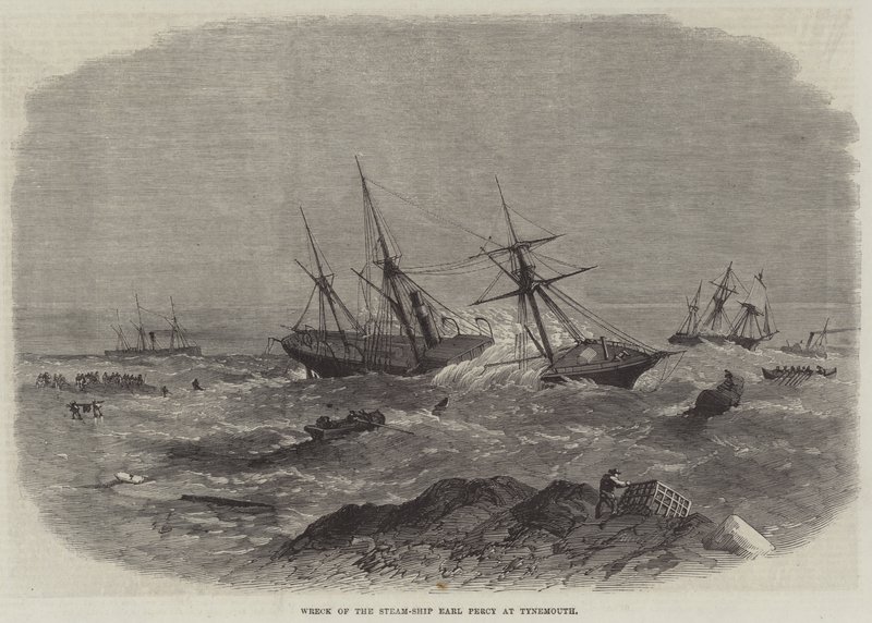 Wrak van het Stoomschip Earl Percy bij Tynemouth door English School