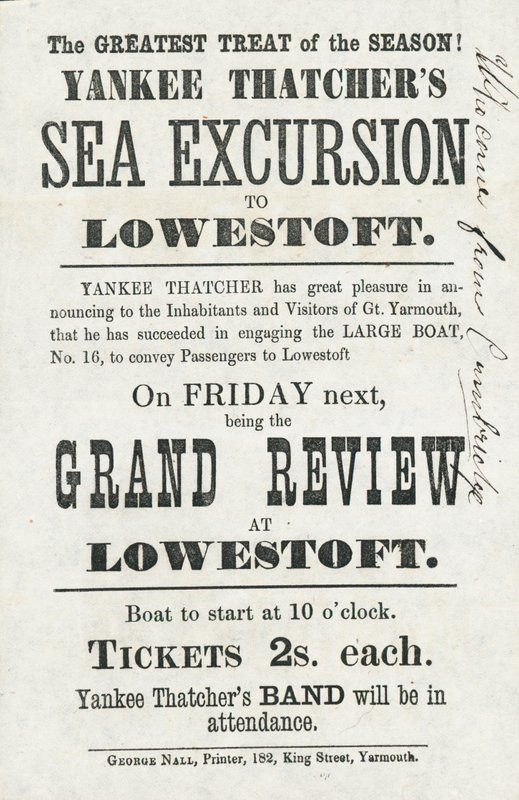 Yankee Thatchers Zee Excursie naar Lowestoft (prent) door English School
