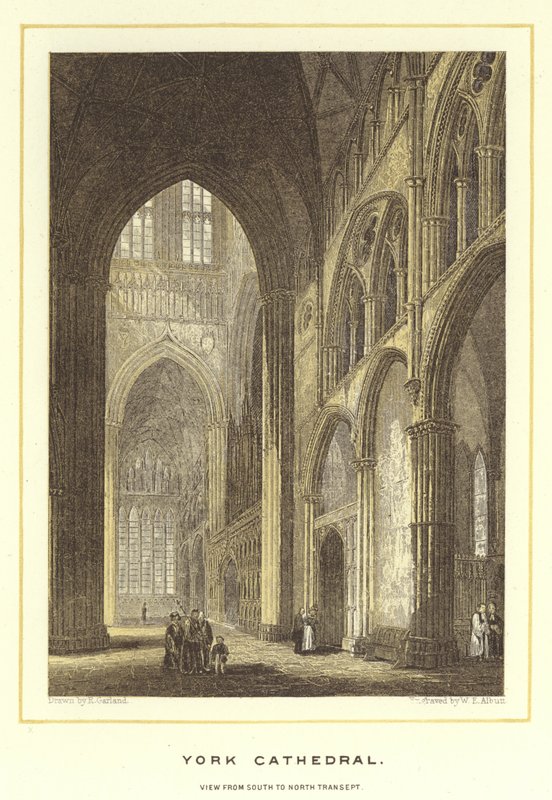 Kathedraal van York, aanzicht van zuid naar noord transept door English School