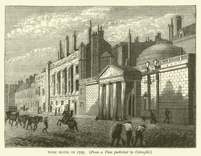 York House in 1795, naar een uitzicht gepubliceerd door Colnaghi door English School