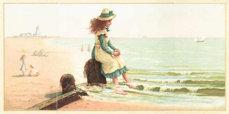 Jong Meisje met Voeten in de Zee, Kaart door English School