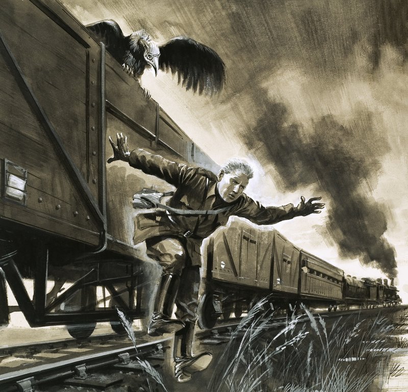 Jonge Winston Churchill ontsnapt per trein, in gezelschap van een gier door English School