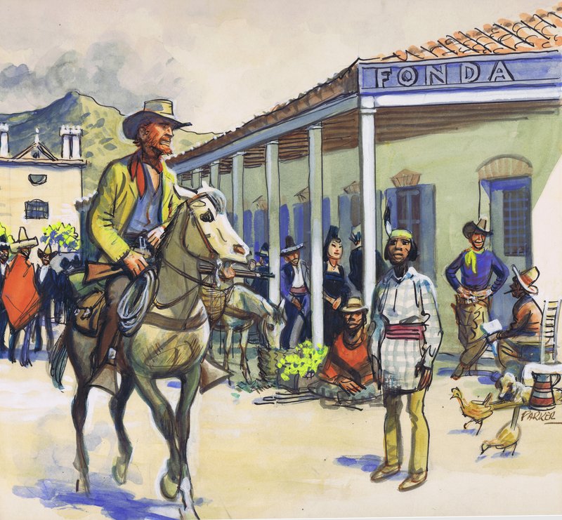 La Fonda, Santa Fe (gouache op papier) door Eric Parker