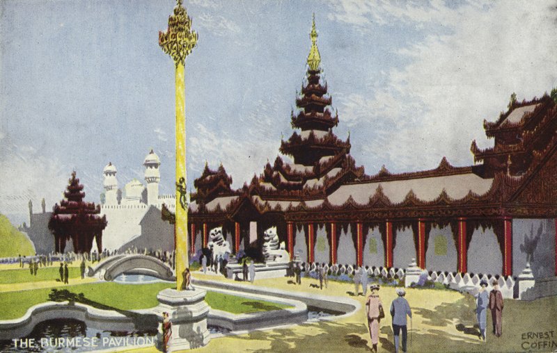 Het Birmese Paviljoen, British Empire Exhibition, Wembley, 1924 door Ernest Coffin