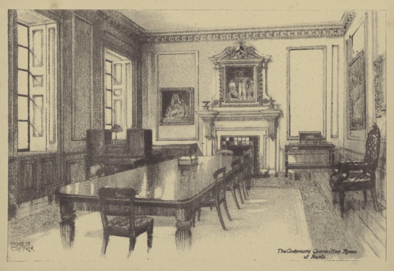 De Vergaderzaal van de Gouverneurs van Barts door Ernest Coffin