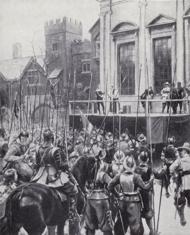 Executie van koning Karel I buiten het Banqueting House in Whitehall, Londen, 30 januari 1649 door Ernest (after) Crofts
