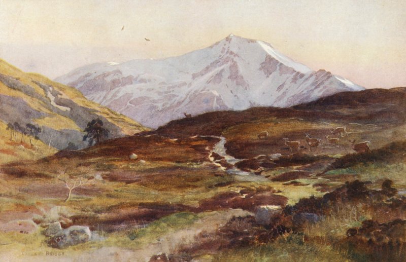 Ben Lui, in april, vanuit Strath Fillan door Ernest Edward Briggs