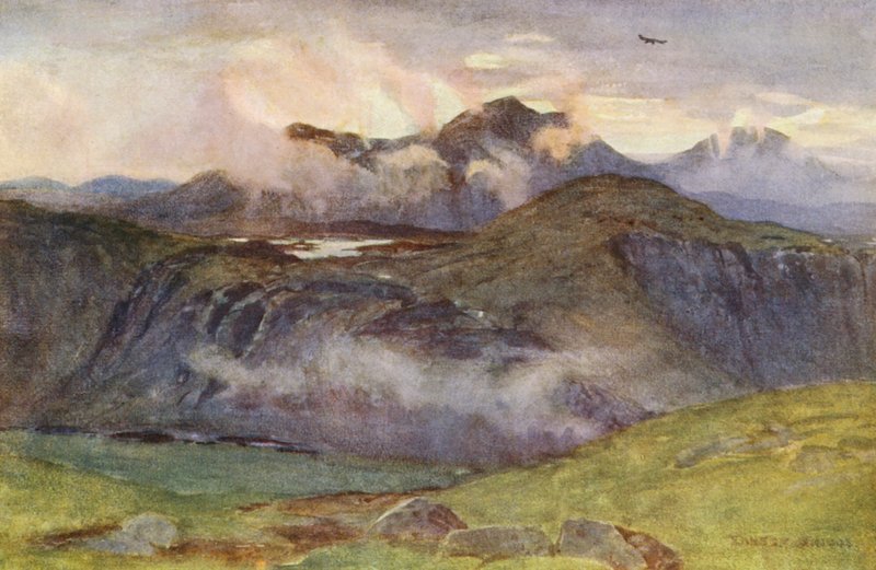 Merrick en Loch Enoch vanaf de top van Corscrine door Ernest Edward Briggs