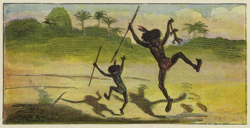 Een heer en een jongen gaan lunchen en springen van vreugde door Ernest Henry Griset