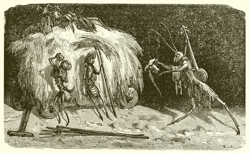 De Mieren en de Sprinkhaan door Ernest Henry Griset