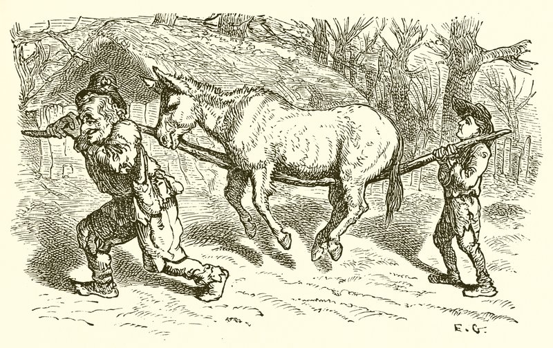 De oude man, zijn zoon en de ezel door Ernest Henry Griset