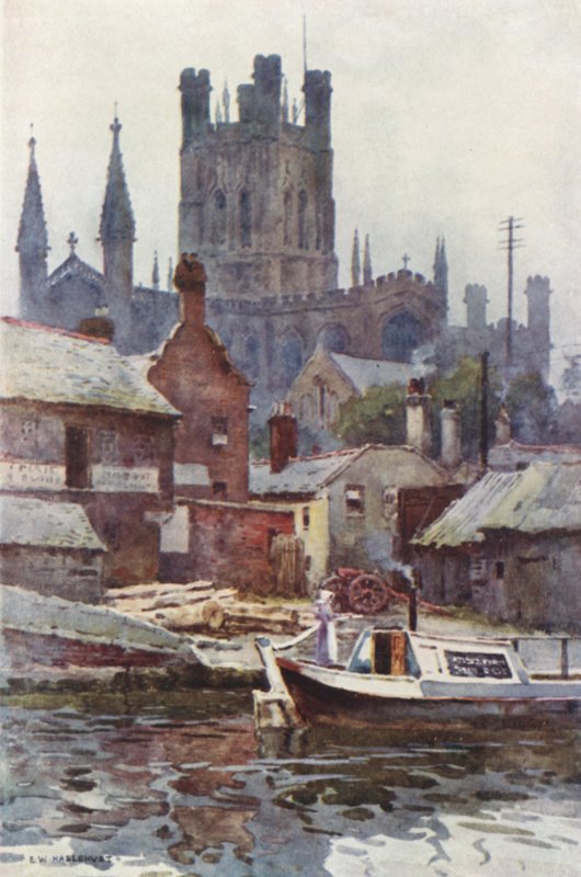 Chester Cathedral vanaf het Kanaal door Ernest William Haslehust