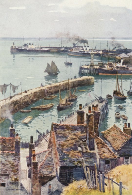 Haven van Folkestone vanaf Eastcliffe door Ernest William Haslehust
