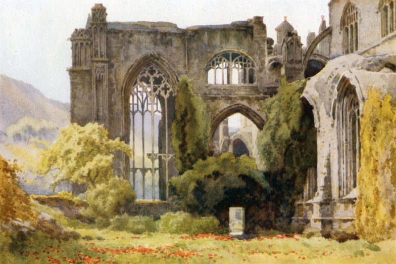 Melrose Abbey: koor en noordtransept door Ernest William Haslehust