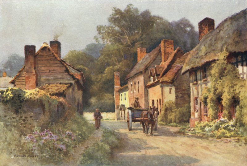Oude Cottages, Fownhope door Ernest William Haslehust