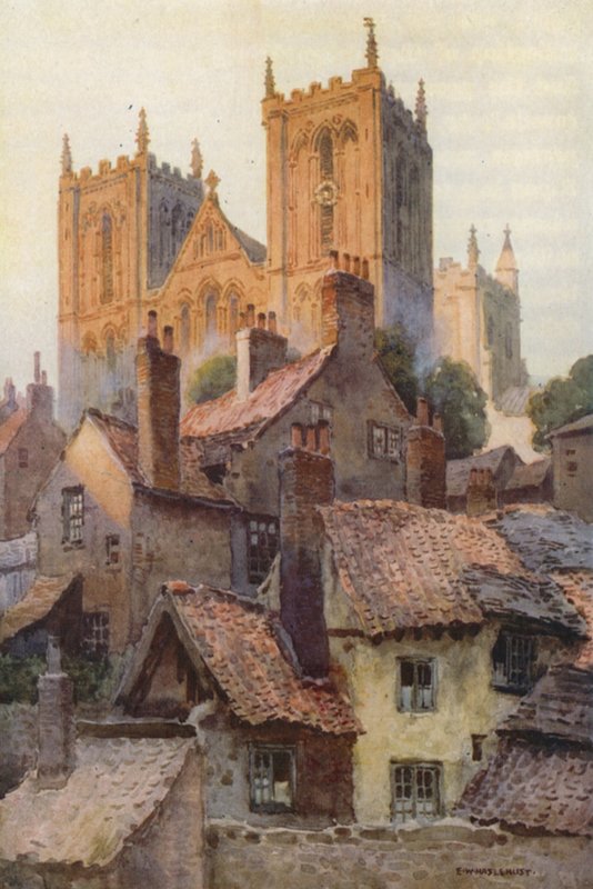 Ripon: De Kathedraal vanuit de Oude Stad door Ernest William Haslehust