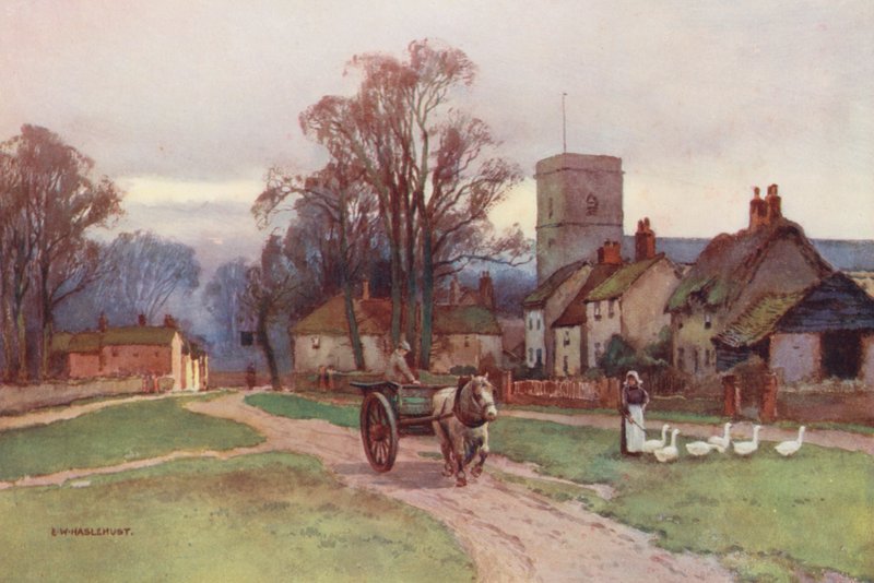 Rivier de Theems: Sutton Courtney Village door Ernest William Haslehust