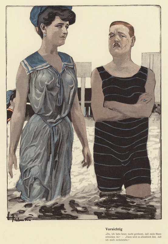 Man en zijn getrouwde minnares baden door Ernst (after) Heilemann