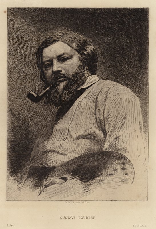Gustave Courbet, Franse schilder van de Realistische beweging. Ets door Etienne Gabriel Bocourt door Etienne Gabriel Bocourt