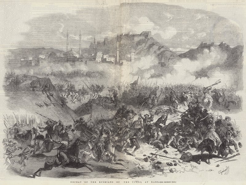 Nederlaag van de Russen door de Turken, bij Kars door Eugen von Guerard