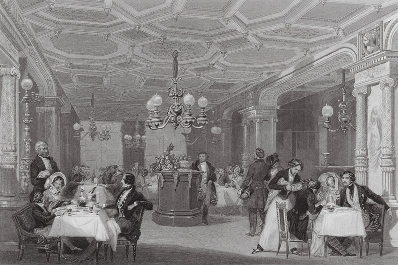 De "Trois Freres Provenceaux," Palais Royal, Parijs, Het beroemde eetlokaal door Eugene Louis (after) Lami