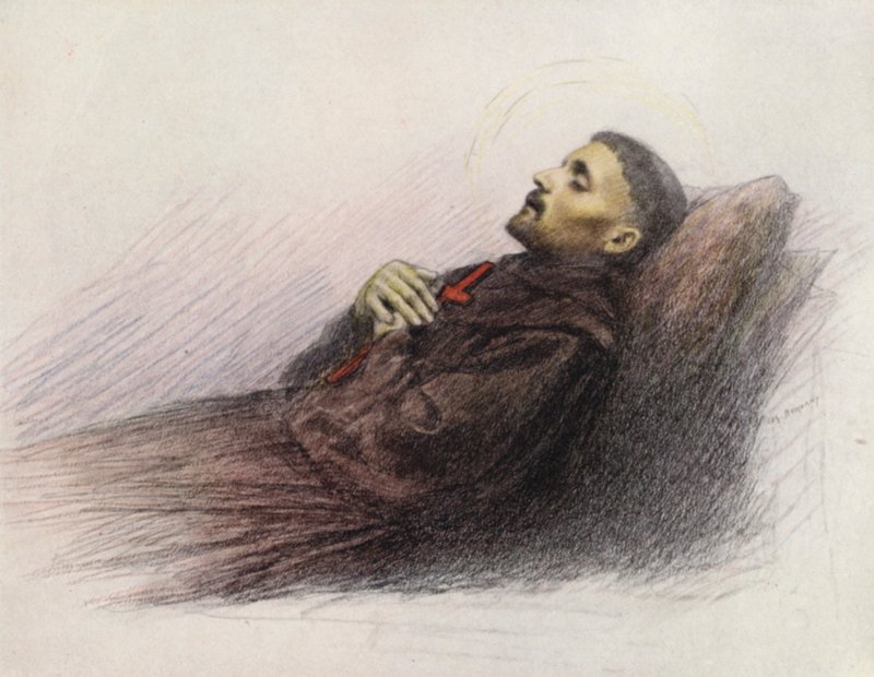 St. Franciscus op zijn sterfbed door Eugene (after) Burnand